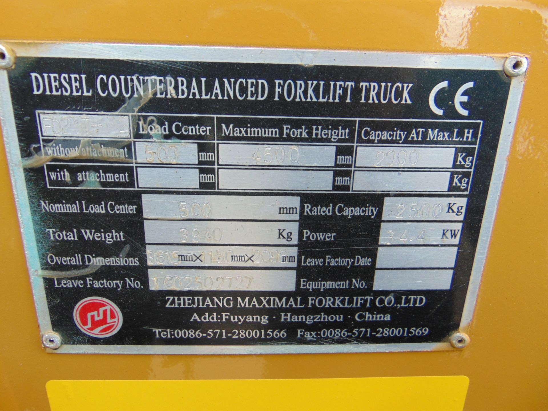Maximal M25 2500Kg Diesel Fork Lift Truck - Image 22 of 22