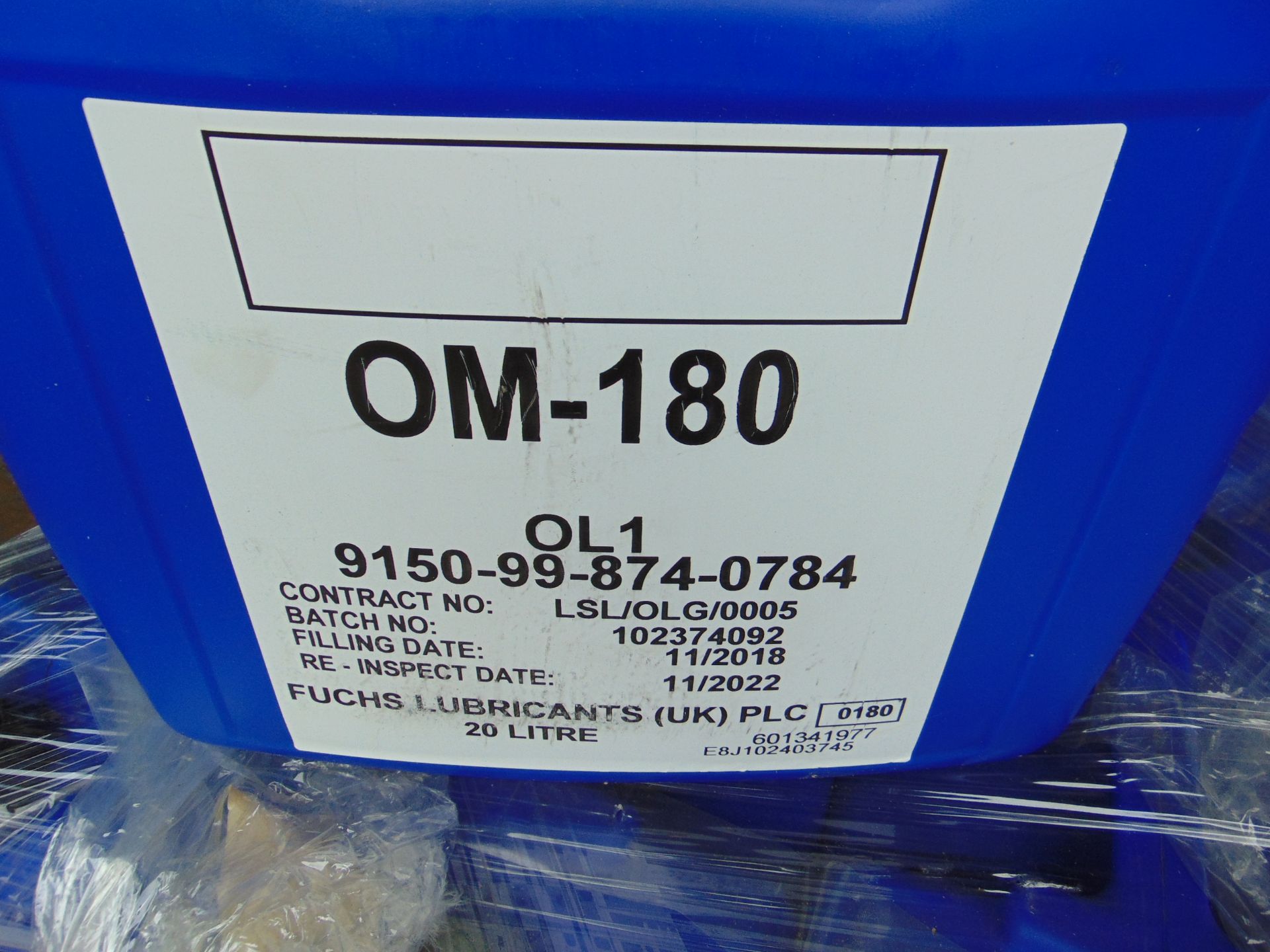 Unissued 12 x 20 Litre Drums of Fuchs Lubricants OM-180 Lubricating Oil, Ex Reserve Stock - Image 3 of 5