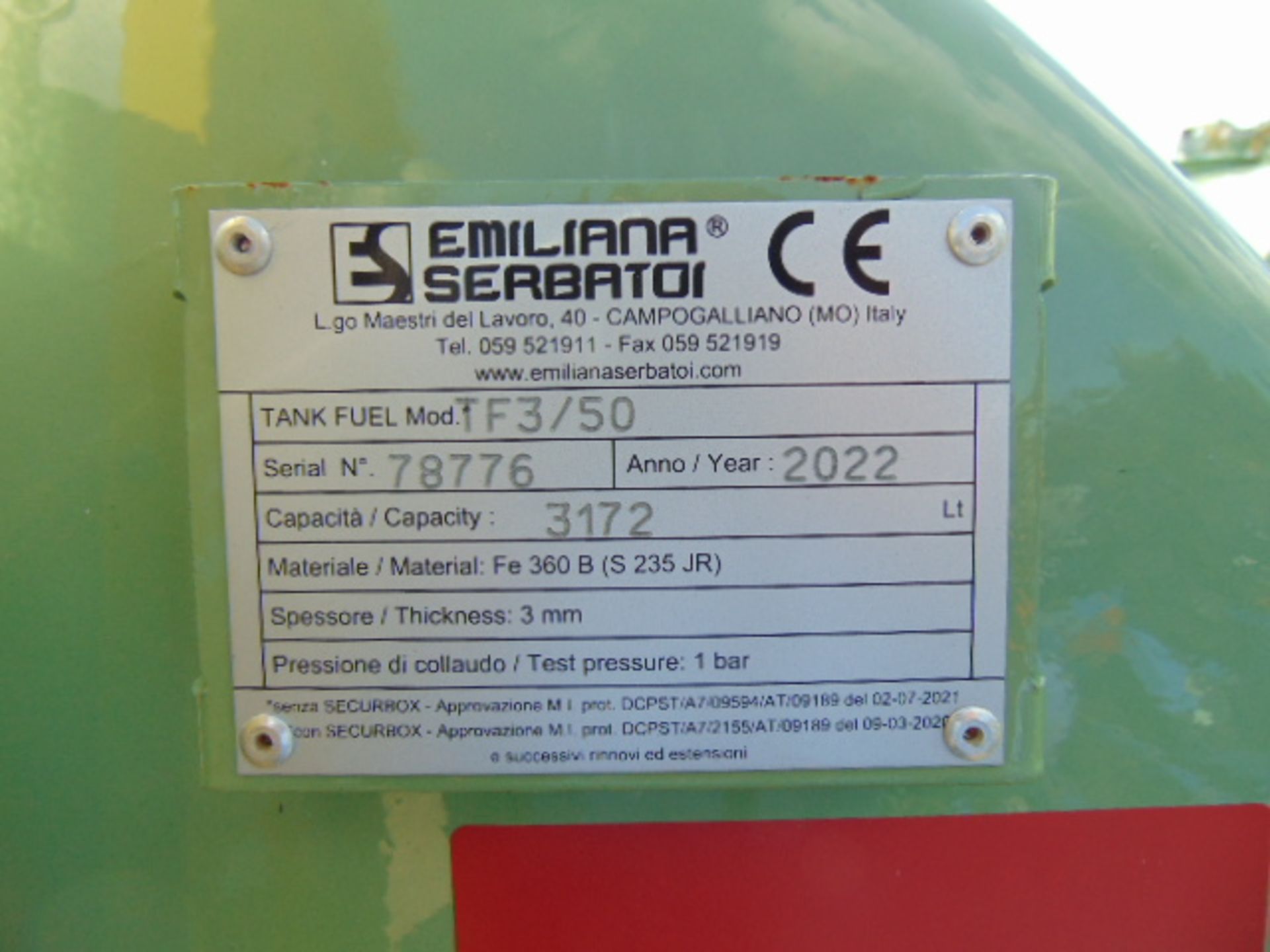 New Unissued 2022 Emiliana Serbatoi EV Tank 3175 Litre Bunded Refuelling Installation c/w 240 Volt - Image 15 of 15