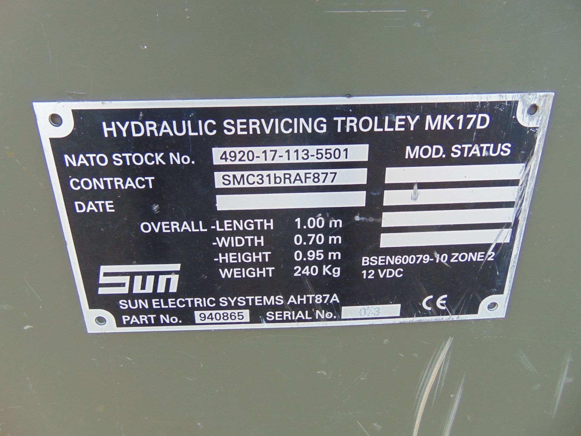 Sun AHT 87A Hydraulic Servicing Trolley from R.A.F. - Bild 11 aus 11