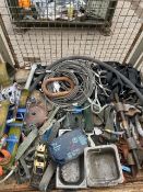 1 x Stillage of Track Clamps, Straps, Tools, Winch Wire Etc