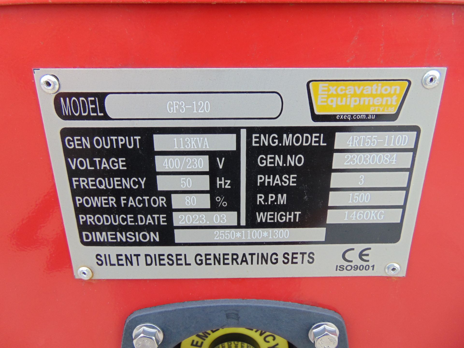 New Unissued 2023 GF 3 -120 113 KVA Diesel Generator 400/230 Volt 50 CPS 3 Phase and Single Phase - Image 16 of 17