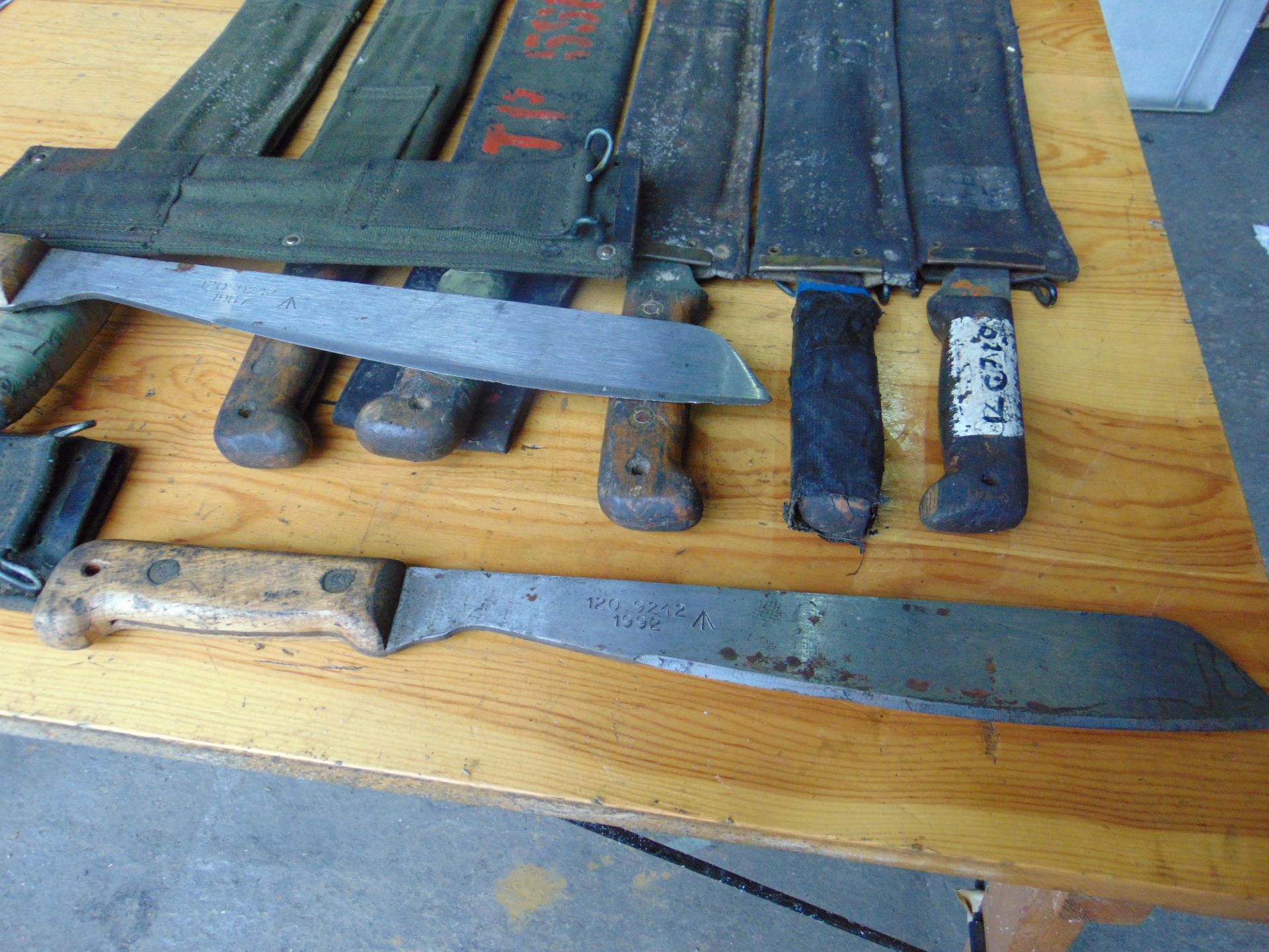 8 x British Army Machetes as shown in Webbing Pouch Various Years - Image 2 of 4