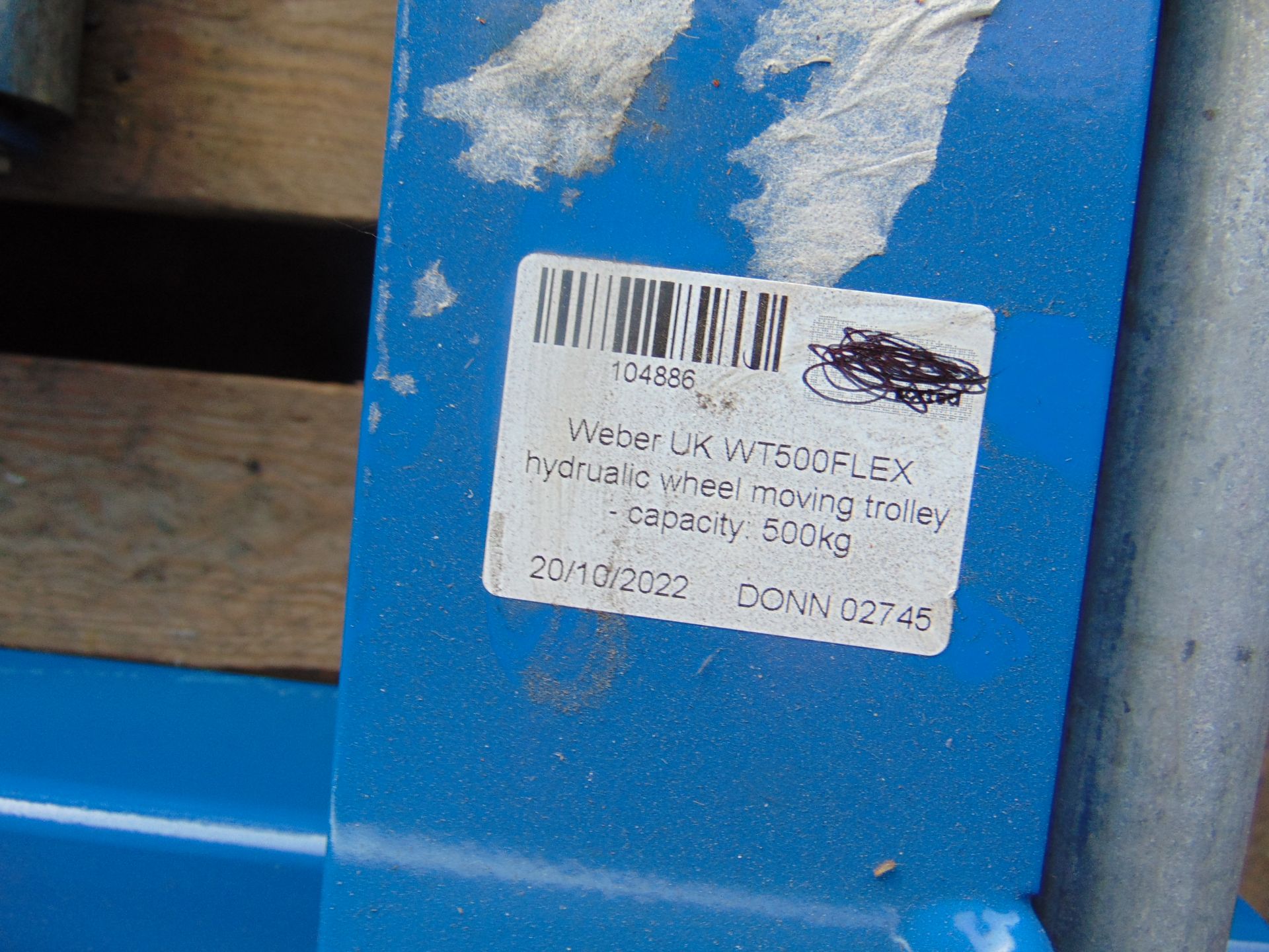 Unissued Weber UK WT500 Flex Hydraulic Wheel Moving Trolley Cap 500 Kgs - Image 5 of 5