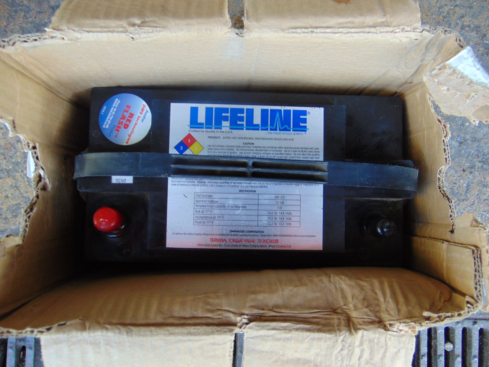 Red Flash Lifeline 12 Volt 100 A/H non Spillable battery Unissued