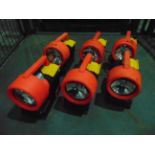 Orange Wolf Safety Lamps x 6 C/W Charger Base