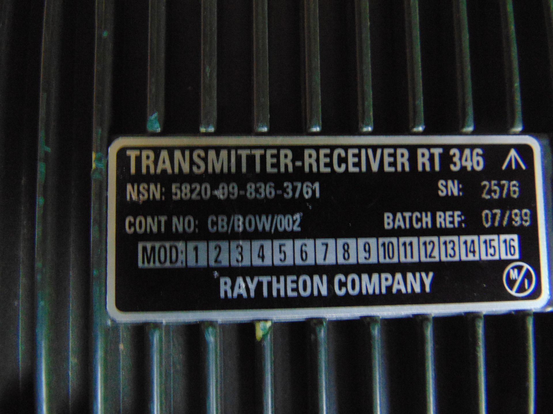Very Rare Raytheon Transmitter Receiver RT346 C/W 2 Batteries as shown - Image 4 of 4