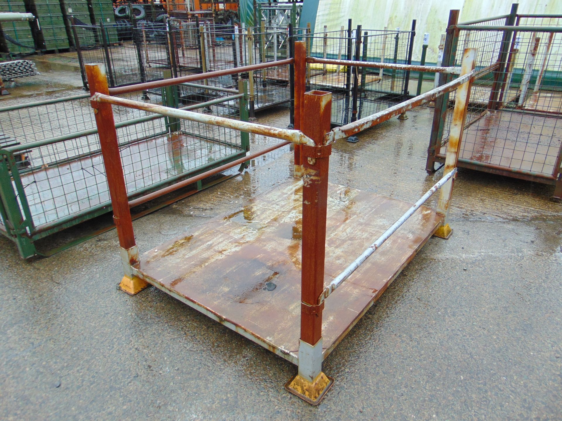 Steel Stacking Stillage with removeable side bars and corner posts.