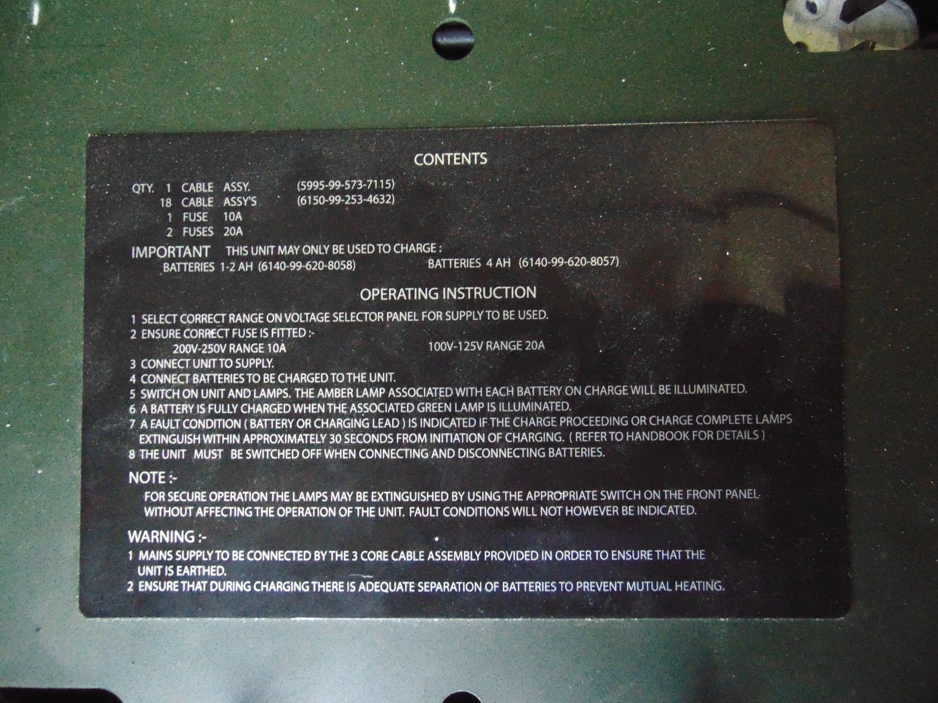 Clansman M1 Universal Mains Battery Charger c/w Leads & Instructions - Image 8 of 8