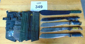 5 x British Army Machetes as shown in Webbing Pouch Various Years