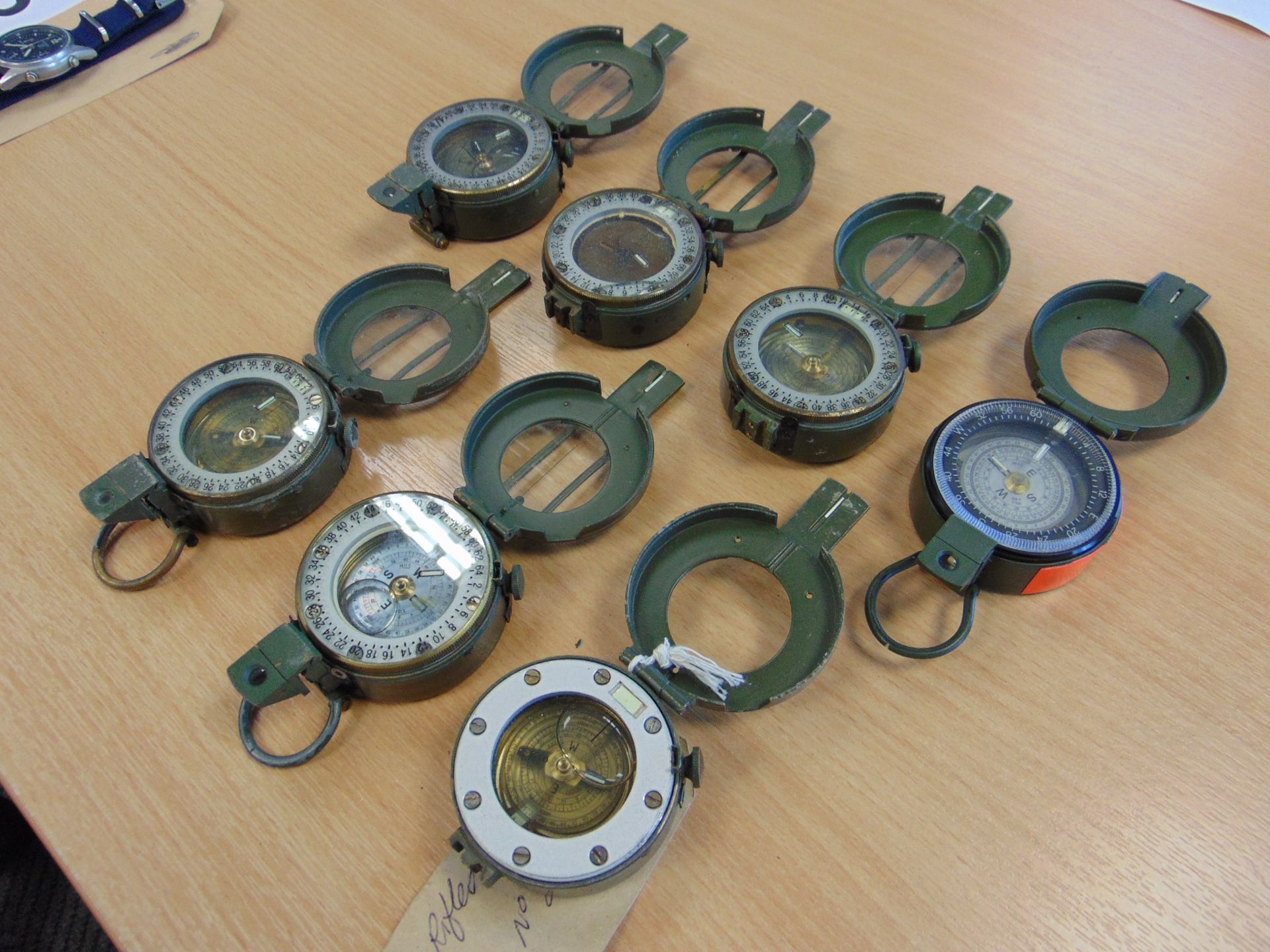 Oty x 7 British Army Prismatic Compass - Image 6 of 10