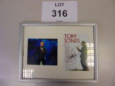 Framed Photo Tom Jones With Signed Tour Dates Flyer