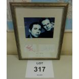 Simon & Garfunkel Framed Photo With Signatures