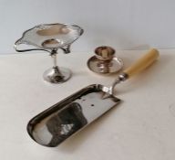 An Art Nouveau silver tazza with pierced decoration and sinuous handles on a spreading foot