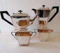 An Art Deco silver plated tea and coffee service with stylised decoration