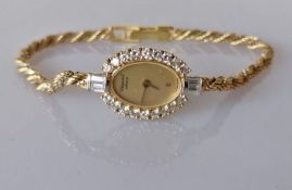 A Chopard lady's 18K gold diamond set quartz bracelet cocktail watch, ref. 5155, circa 1980