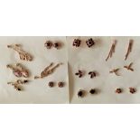 An assortment of twelve pairs of earrings, some gem-set, most unmarked, all with backs (12)