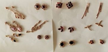An assortment of twelve pairs of earrings, some gem-set, most unmarked, all with backs (12)