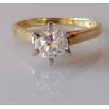 A solitaire brilliant-cut diamond ring, the single stone measuring approximately 1.00 carats