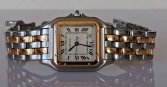 A Cartier Panthere quartz watch with white dial, 17mm square, model 183949