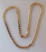 An Italian 9ct yellow gold flat curb-link neck chain with lobster clasp by Unoaerre, 57 cm