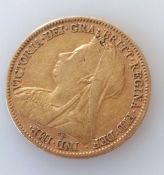 A late Victorian gold half sovereign, 1900