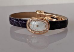 A Cartier Baignoire Mini 18ct rose gold diamond ladies watch, ref. 2333, quartz movement