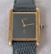 A gold plated Must de Cartier manual wind wristwatch Cartier
