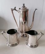 A selection of silver plated tableware to include an Art Nouveau three-piece coffee service by Poole