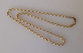A 9ct yellow gold flat curb-link neck chain, import marks, 59 cm, clasp damaged, 13g