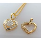 An Italian yellow gold heart-shape pendant, 14mm, with white gold decoration