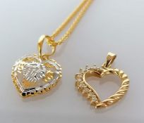 An Italian yellow gold heart-shape pendant, 14mm, with white gold decoration