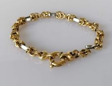 An Italian Milor yellow gold and platinum fancy-link bracelet, 18.5 cm, stamped 750/950, 9.5g, link 