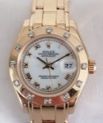 A Rolex ladies gold and diamond Oyster Perpetual Datejust bracelet watch, circa. 1995, ref. 69318