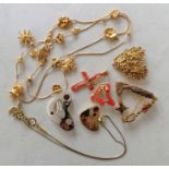 An assortment of six pieces of Christian Lacroix costume jewellery, all stamped, four with boxes