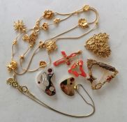 An assortment of six pieces of Christian Lacroix costume jewellery, all stamped, four with boxes 