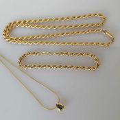 A yellow gold rope-twist neck chain, 48 cm, and similar bracelet, 17.5 cm