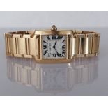 A Cartier Tank Francaise quartz wristwatch in 18ct yellow gold case and bracelet strap, ref. 1821