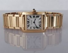 A Cartier Tank Francaise quartz wristwatch in 18ct yellow gold case and bracelet strap, ref. 1821
