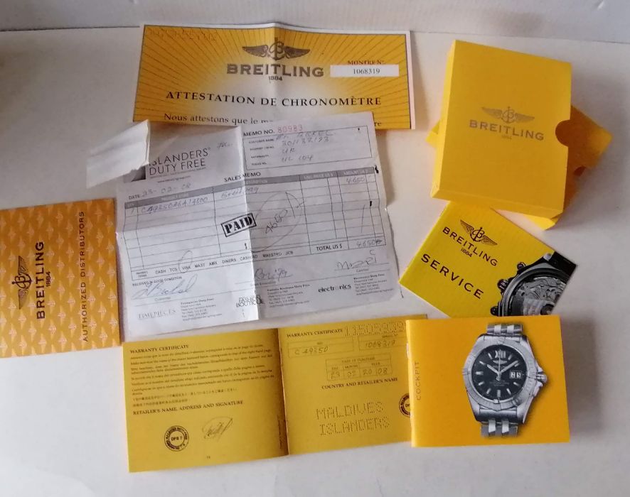 A Breitling Cockpit Gents Chronograph automatic wristwatch with steel and yellow metal case, 41mm - Image 4 of 11