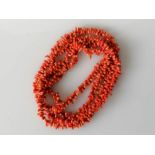 An early 20th century coral necklace, 120 cm