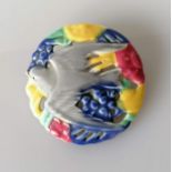 A Poole Pottery, Truda Carter design B6 round pierced brooch, 1939-1953, 60mm