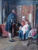 Léon Marie Constant Dansaert (Belgian 1830-1909) FAMILY SCENE, oil on panel, 40 x 30 cm