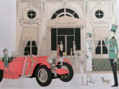 Denis-Paul Noyer (French b.1940), Mercedes 710 - Cabourg & Grand Hotel, lithograph, unframed, signed