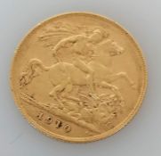 An Edwardian half gold sovereign, 1910