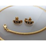 An Italian yellow gold flat snake-link choker with lobster clasp, 42 cm, stamped 750