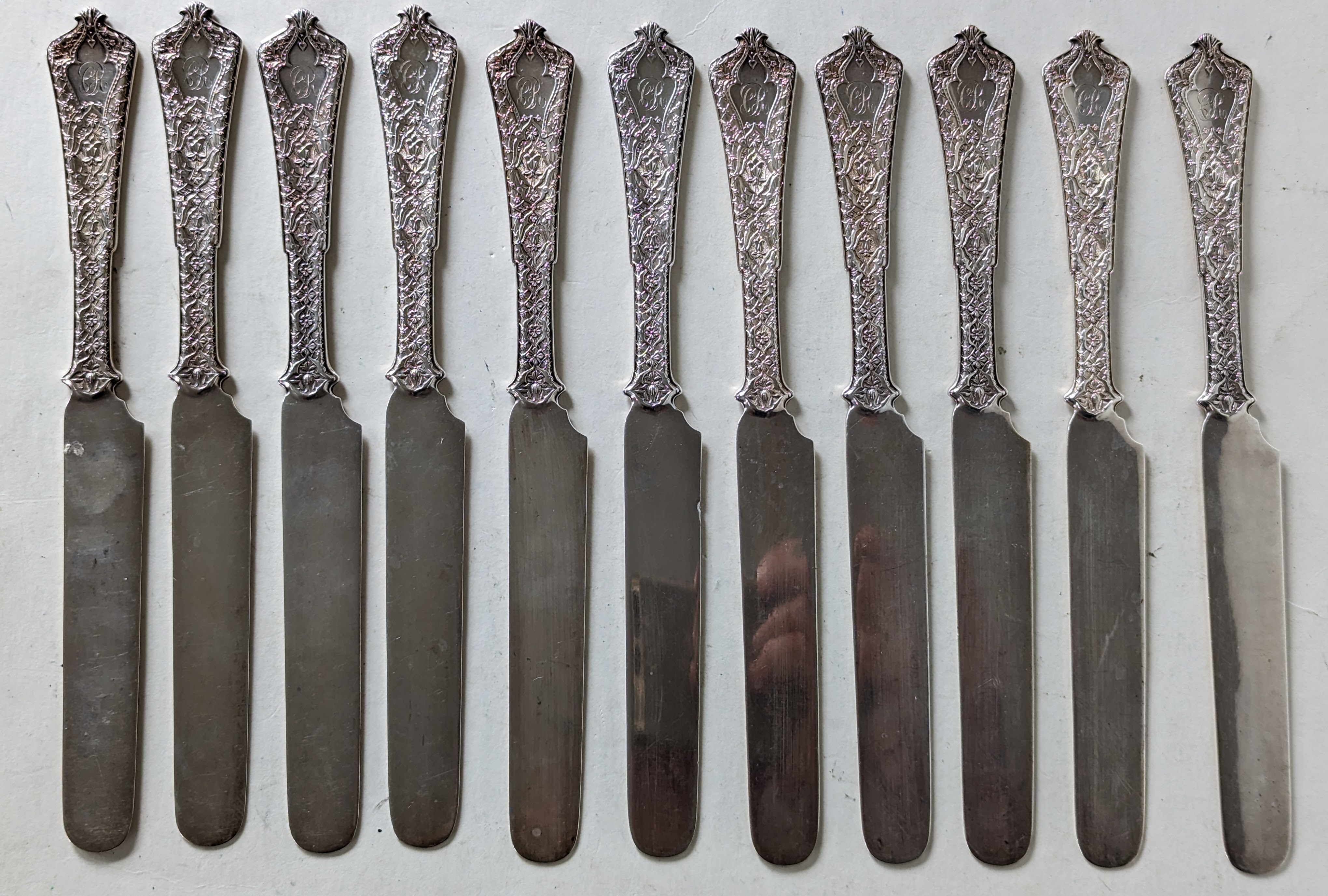 A set of eleven Art Nouveau Tiffany & Co. silver 'Persian' pattern knives, designed by Edward C. Moo - Image 5 of 5