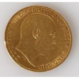 An Edwardian gold half-sovereign, 1905