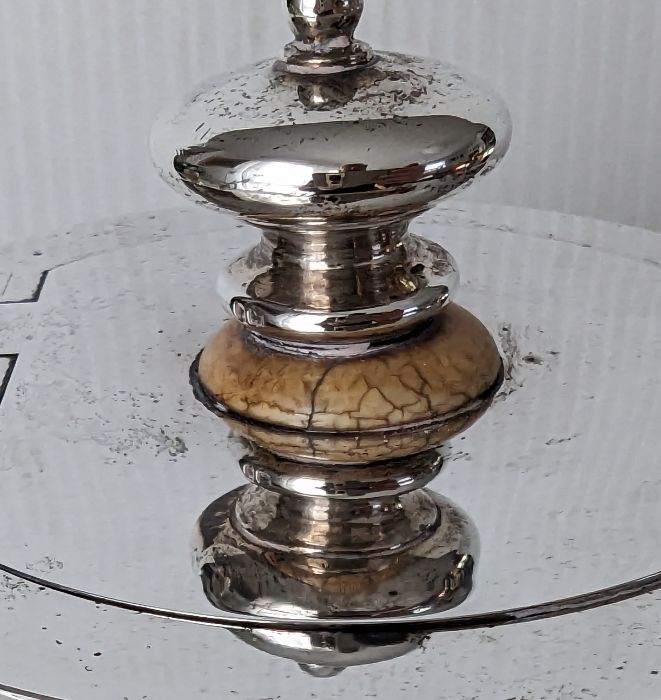 A Victorian silver teapot with acanthus leaf decoration, ivory insulators, crested - Image 2 of 4