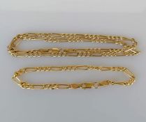 An Italian 9ct gold fancy-link neck chain, 38 cm and matching bracelet, 16 cm